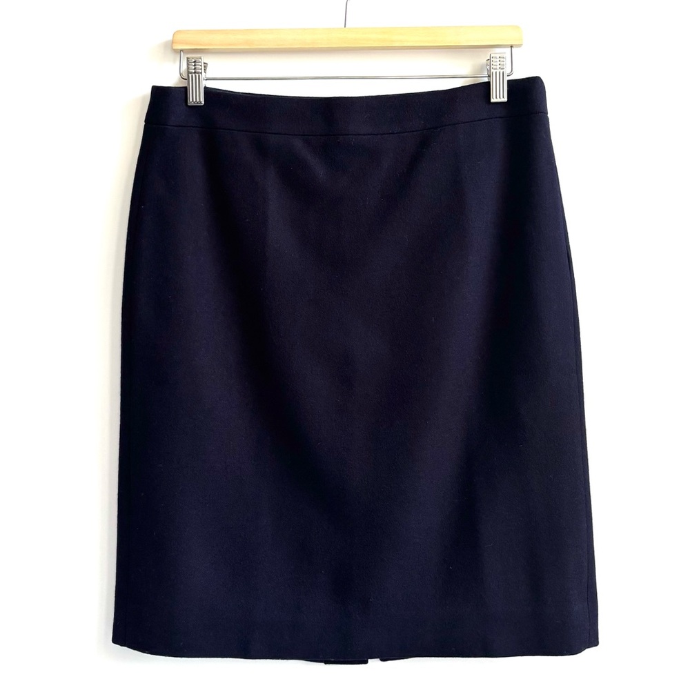 J. Crew Blue Wool Pencil Skirt Knee-Length Fully Lined Size 8